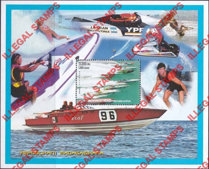 Madagascar 1999 Water Sports Illegal Stamp Souvenir Sheet