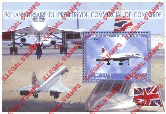 Madagascar 2006 Concorde Illegal Stamp Souvenir Sheet of One