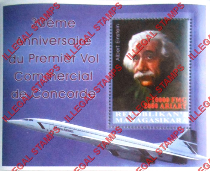 Madagascar 2006 Concorde Illegal Stamp Souvenir Sheet of One with Albert Einstein