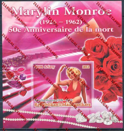 Madagascar 2012 Marilyn Monroe Illegal Stamp Souvenir Sheet