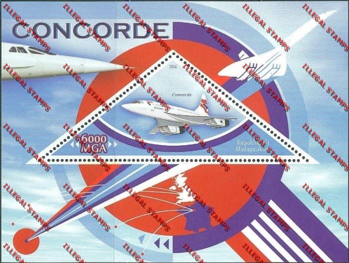 Madagascar 2014 Concorde Illegal Stamp Souvenir Sheet