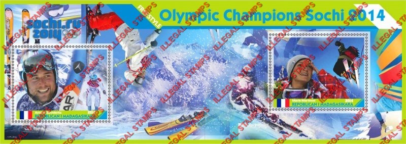 Madagascar 2014 Olympic Champions Freestyle Illegal Stamp Souvenir Sheet of 2
