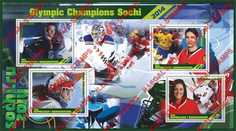 Madagascar 2014 Olympic Champions Hockey Illegal Stamp Souvenir Sheet of 4