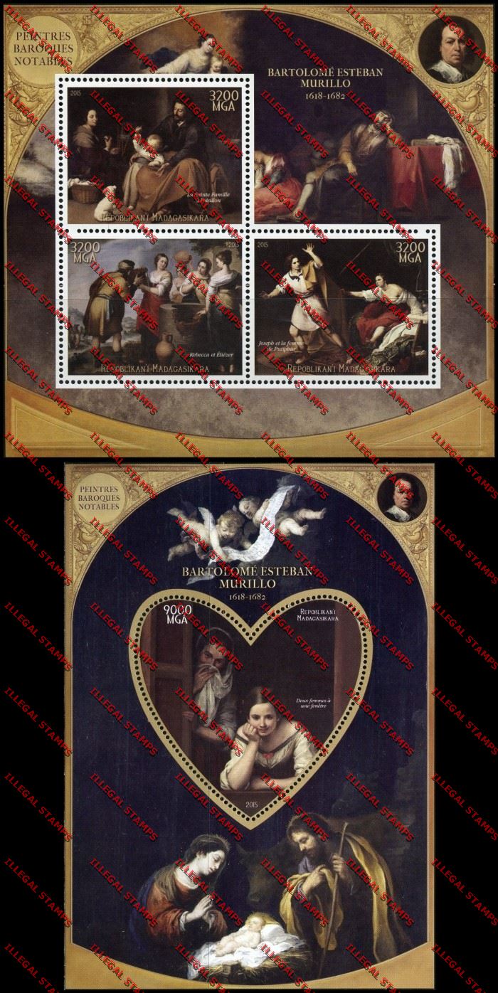 Madagascar 2015 Bartolome Esteban Murillo Illegal Stamp Souvenir Sheet and Sheetlet