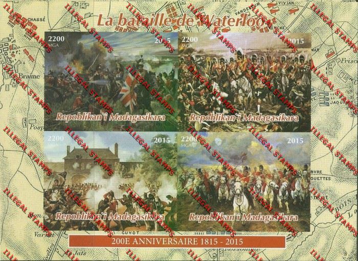 Madagascar 2015 The Battle of Waterloo Illegal Stamp Souvenir Sheetlet