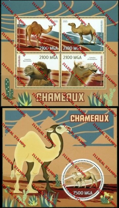 Madagascar 2015 Camels Illegal Stamp Souvenir Sheet and Sheetlet