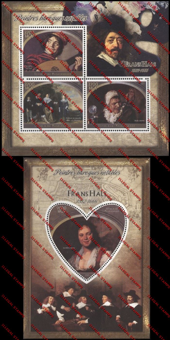 Madagascar 2015 Frans Hals Illegal Stamp Souvenir Sheet and Sheetlet