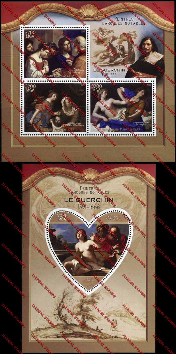 Madagascar 2015 Le Guerchin Illegal Stamp Souvenir Sheet and Sheetlet
