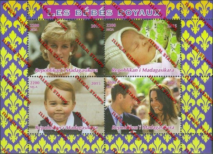 Madagascar 2015 The Royal Babies Illegal Stamp Souvenir Sheetlet