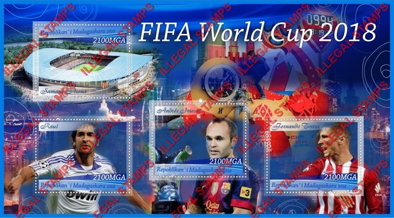 Madagascar 2016 FIFA World Cup 2018 Illegal Stamp Souvenir Sheet of 4