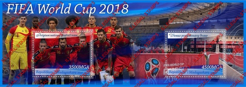 Madagascar 2016 FIFA World Cup 2018 Illegal Stamp Souvenir Sheet of 2