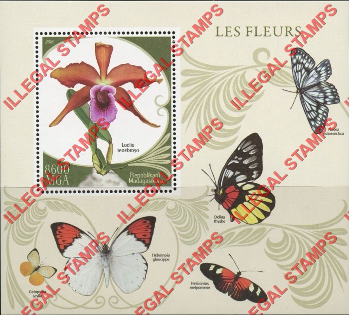 Madagascar 2016 Flowers Illegal Stamp Souvenir Sheet of 1