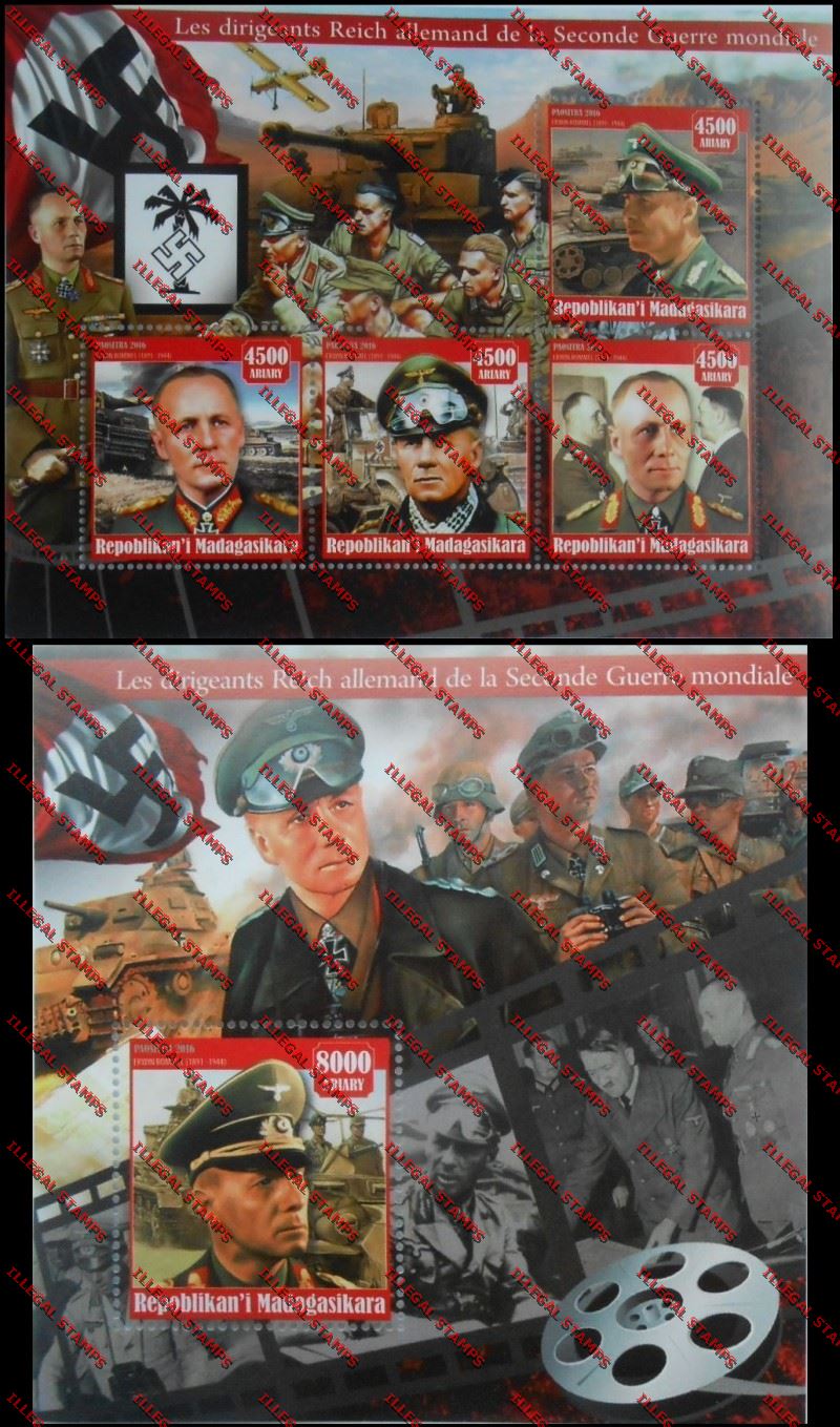 Madagascar 2016 The German Reich Leaders of the Second World War Illegal Stamp Souvenir Sheet Set 1