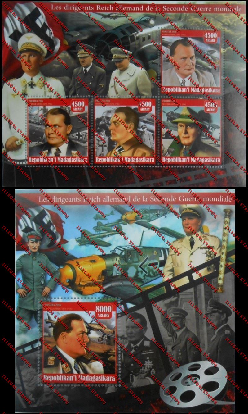 Madagascar 2016 The German Reich Leaders of the Second World War Illegal Stamp Souvenir Sheet Set 2