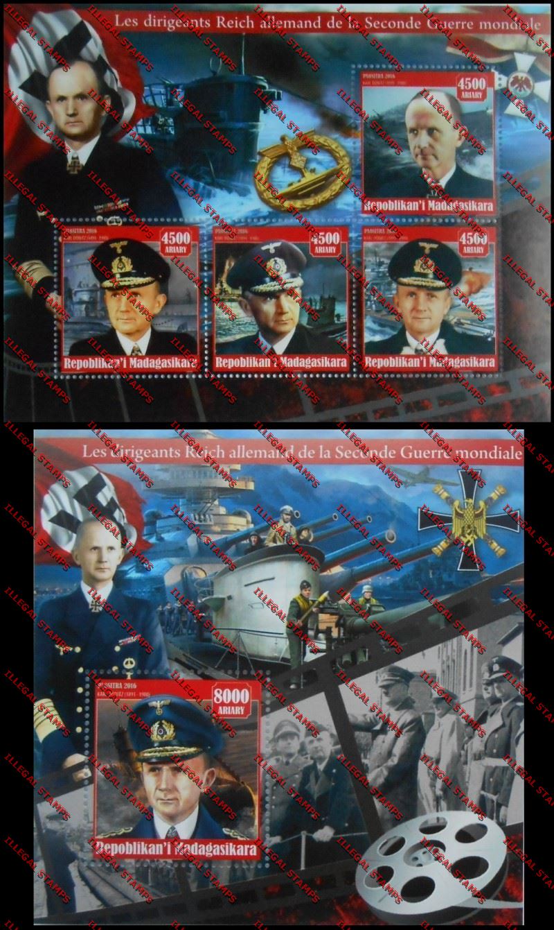 Madagascar 2016 The German Reich Leaders of the Second World War Illegal Stamp Souvenir Sheet Set 3
