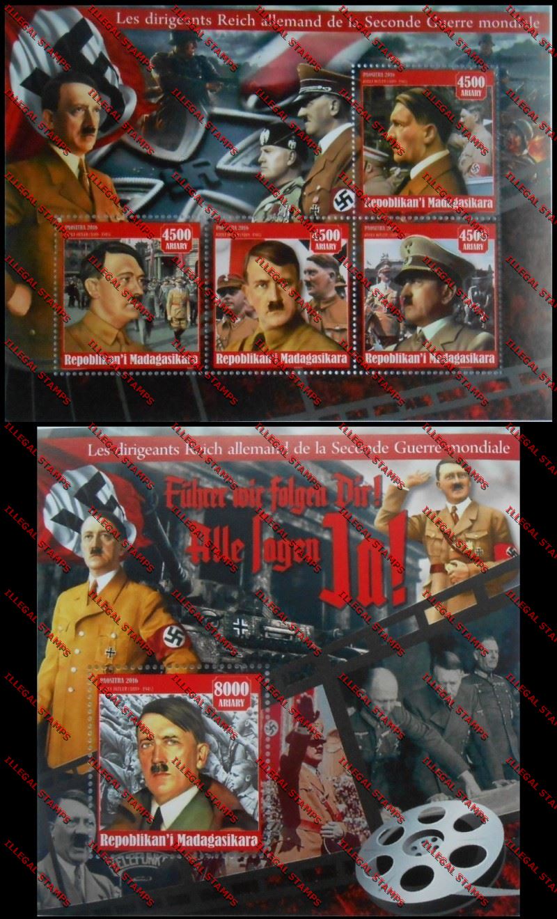 Madagascar 2016 The German Reich Leaders of the Second World War Illegal Stamp Souvenir Sheet Set 4