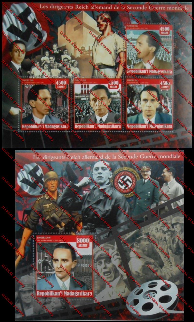 Madagascar 2016 The German Reich Leaders of the Second World War Illegal Stamp Souvenir Sheet Set 5