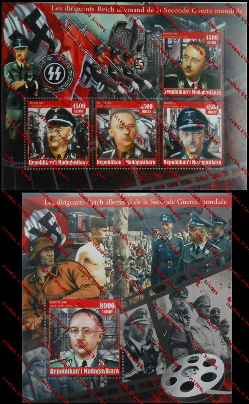 Madagascar 2016 The German Reich Leaders of the Second World War Illegal Stamp Souvenir Sheet Set 6