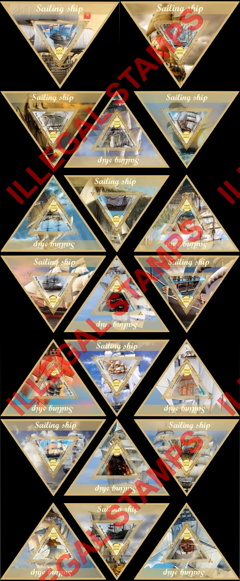 Madagascar 2016 Sailing Ships Illegal Stamp Souvenir Sheets of 1