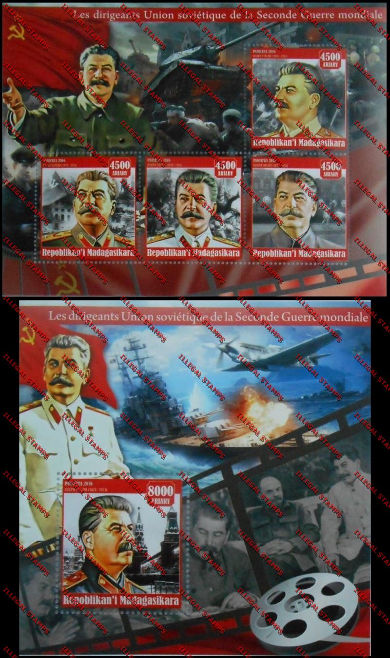 Madagascar 2016 The Soviet Union Leaders of the Second World War Illegal Stamp Souvenir Sheets of 4 and 1