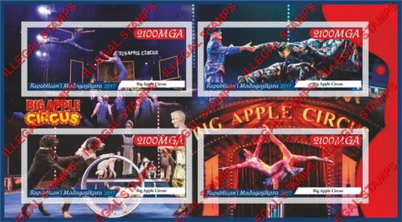 Madagascar 2017 Big Apple Circus Illegal Stamp Souvenir Sheet of 4