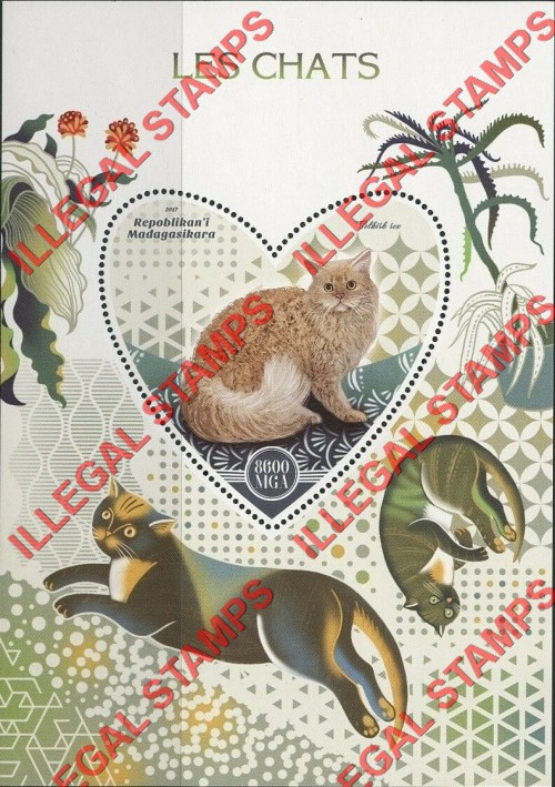 Madagascar 2017 Cats Illegal Stamp Souvenir Sheet of 1