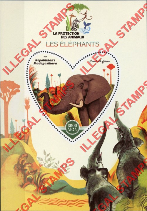 Madagascar 2017 Elephants Illegal Stamp Souvenir Sheet of 1