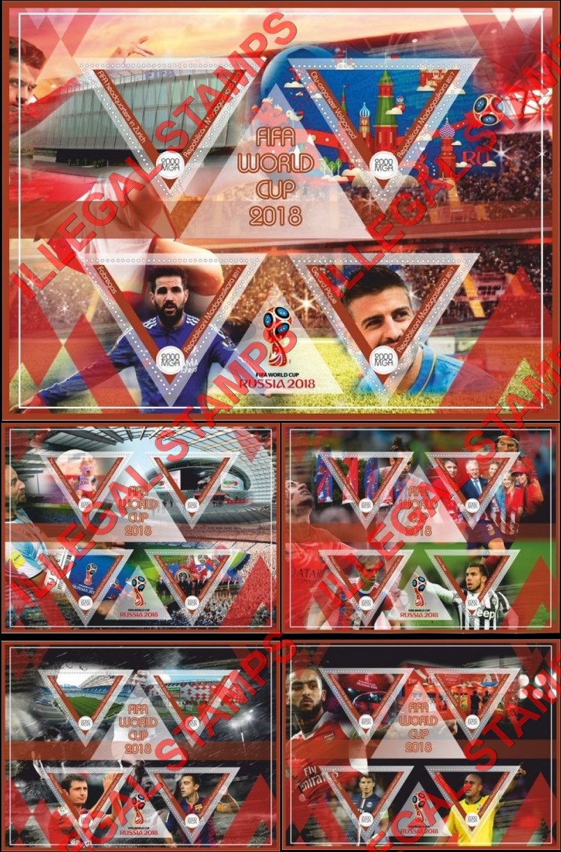Madagascar 2017 FIFA World Cup Soccer in Russia in 2018 Illegal Stamp Souvenir Sheets of 4 (Set 4)