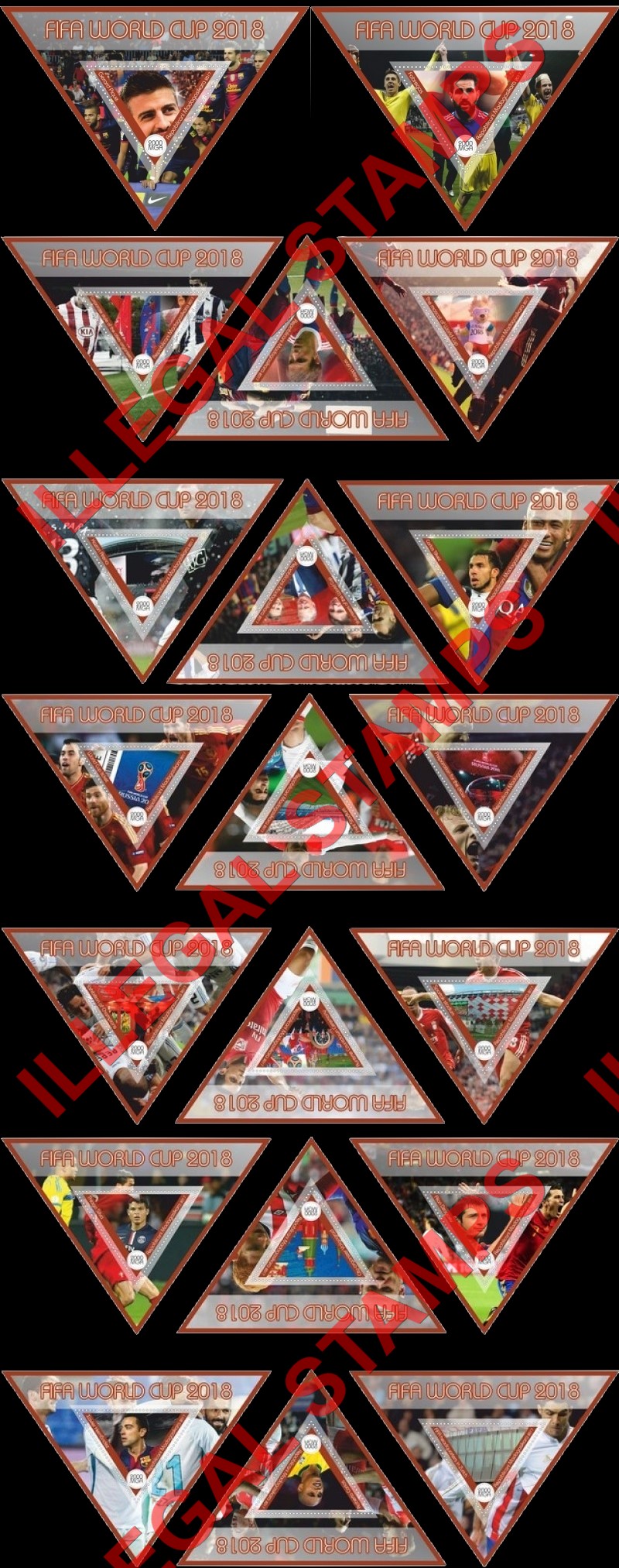 Madagascar 2017 FIFA World Cup Soccer in Russia in 2018 Illegal Stamp Souvenir Sheets of 1 (Set 4)