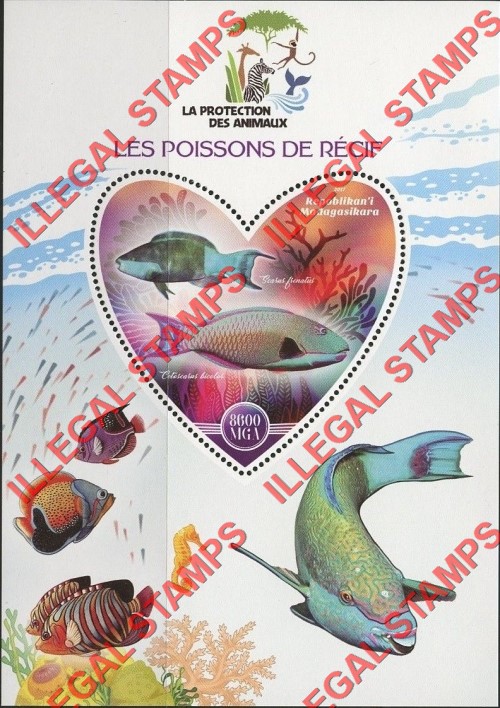 Madagascar 2017 Reef Fish Illegal Stamp Souvenir Sheet of 1