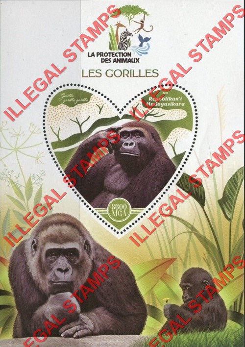 Madagascar 2017 Gorillas Illegal Stamp Souvenir Sheet of 1