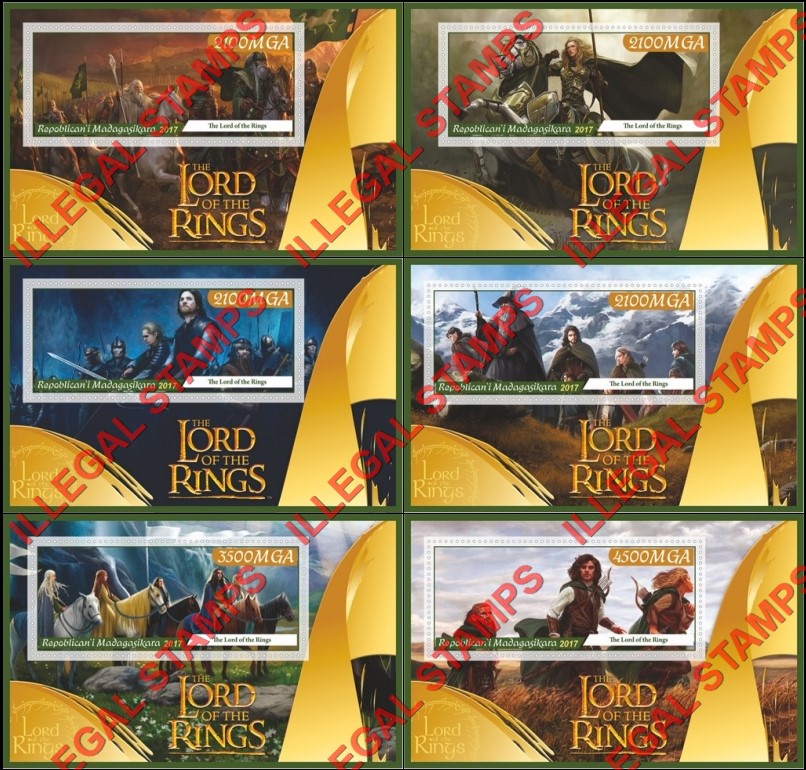 Madagascar 2017 Lord of the Rings Illegal Stamp Souvenir Sheets of 1