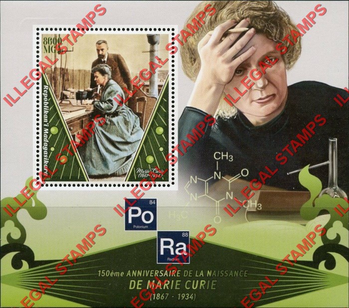 Madagascar 2017 Marie Curie Illegal Stamp Souvenir Sheet of 1