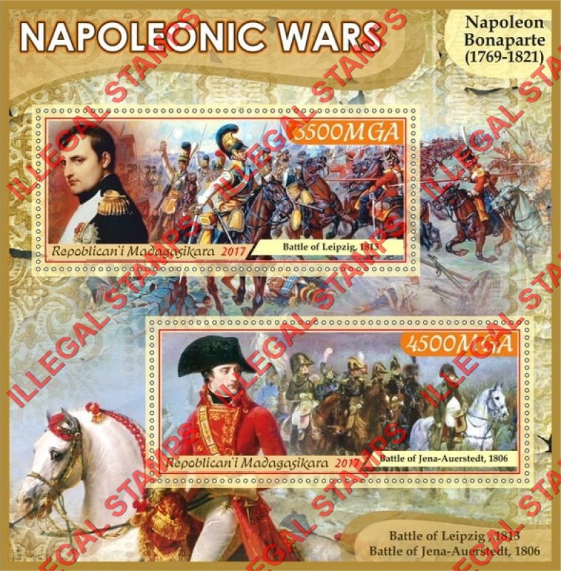 Madagascar 2017 Napoleonic Wars Illegal Stamp Souvenir Sheet of 2
