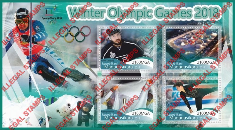 Madagascar 2017 Olympic Games in PyeongChang in 2018 Illegal Stamp Souvenir Sheet of 4