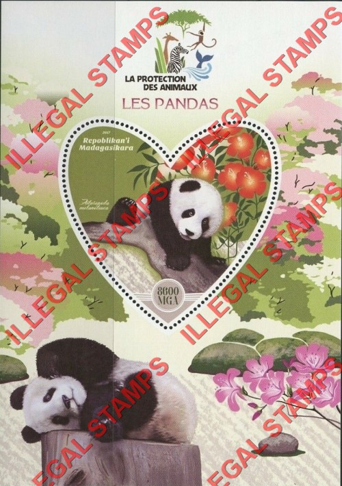 Madagascar 2017 Pandas Illegal Stamp Souvenir Sheet of 1
