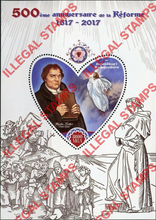 Madagascar 2017 Protestant Reform Illegal Stamp Souvenir Sheet of 1