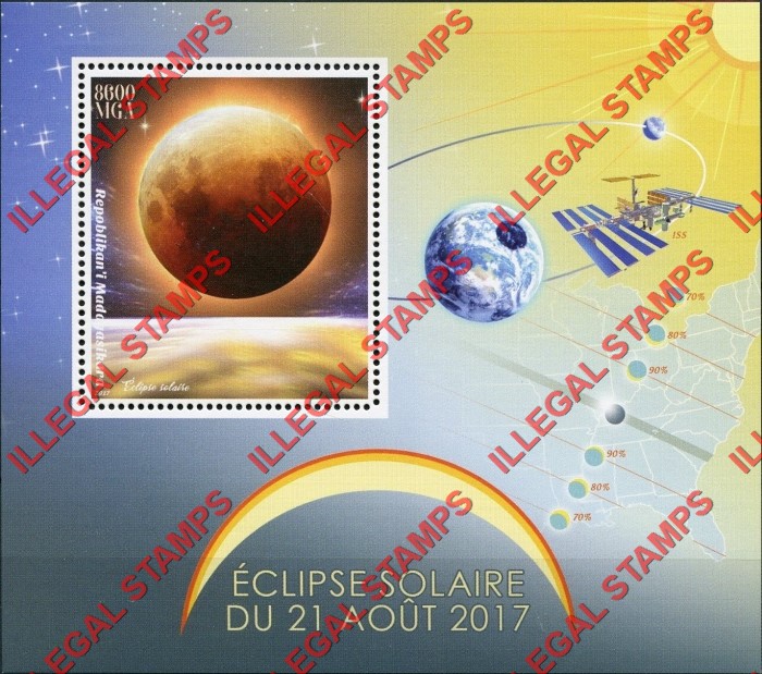 Madagascar 2017 Solar Eclipse Illegal Stamp Souvenir Sheet of 1