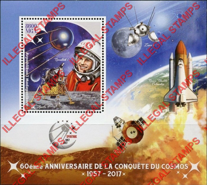Madagascar 2017 Conquest of Space Illegal Stamp Souvenir Sheet of 1
