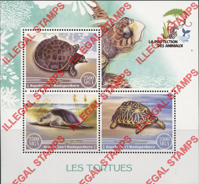 Madagascar 2017 Turtles Illegal Stamp Souvenir Sheet of 3