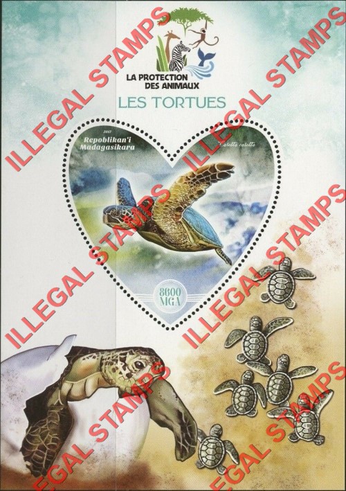 Madagascar 2017 Turtles Illegal Stamp Souvenir Sheet of 1