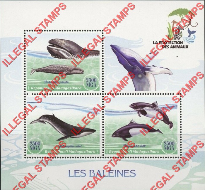 Madagascar 2017 Whales Illegal Stamp Souvenir Sheet of 3