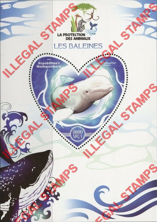 Madagascar 2017 Whales Illegal Stamp Souvenir Sheet of 1