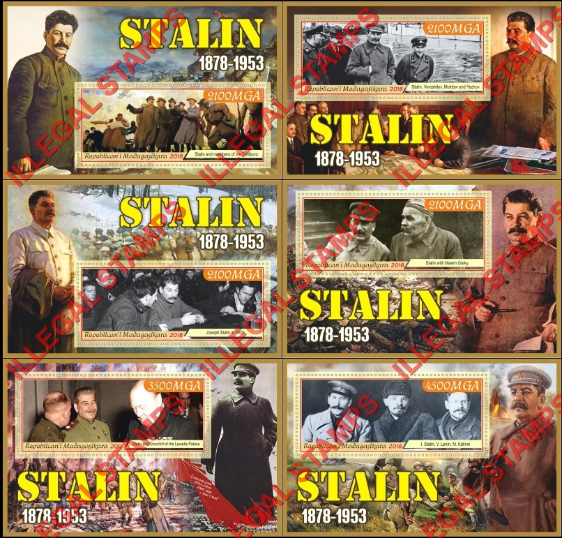 Madagascar 2018 Stalin Illegal Stamp Souvenir Sheets of 1