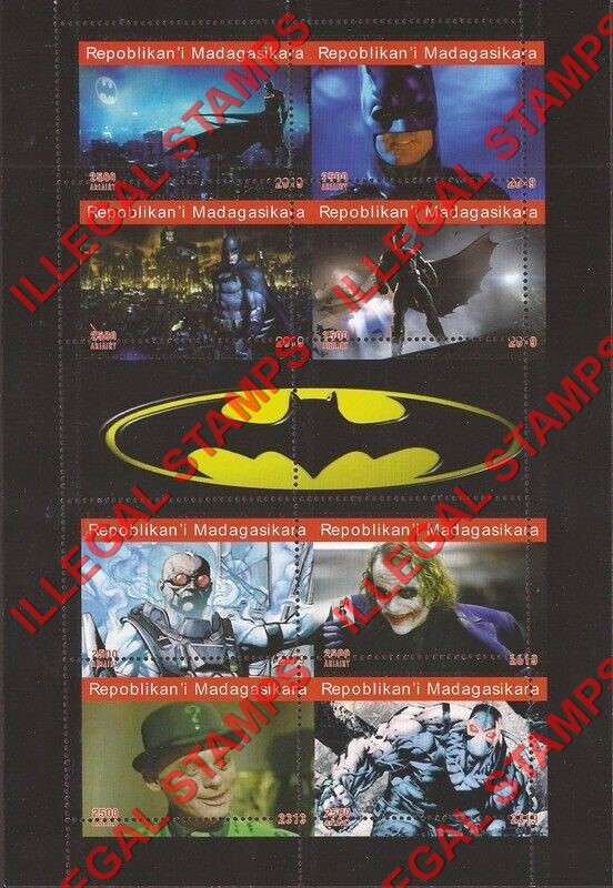 Madagascar 2019 Batman Illegal Stamp Souvenir Sheet of 8