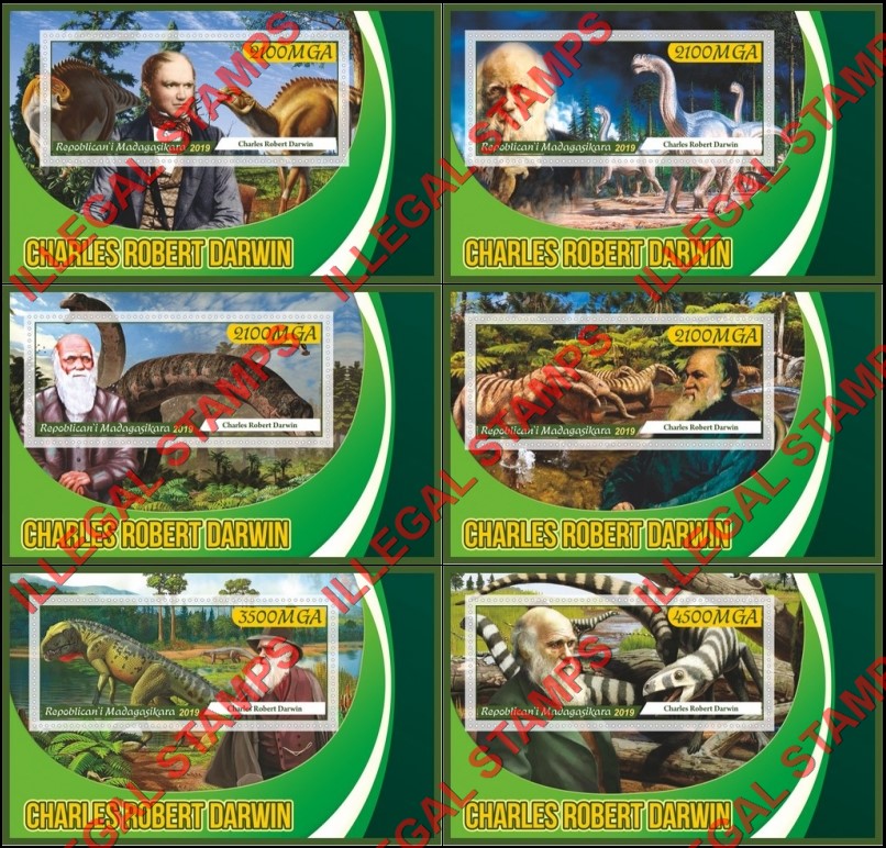 Madagascar 2019 Charles Robert Darwin Illegal Stamp Souvenir Sheets of 1