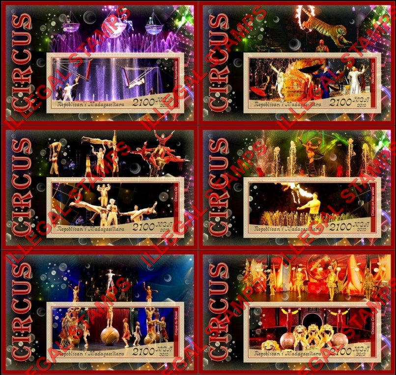 Madagascar 2019 Circus Illegal Stamp Souvenir Sheets of 1