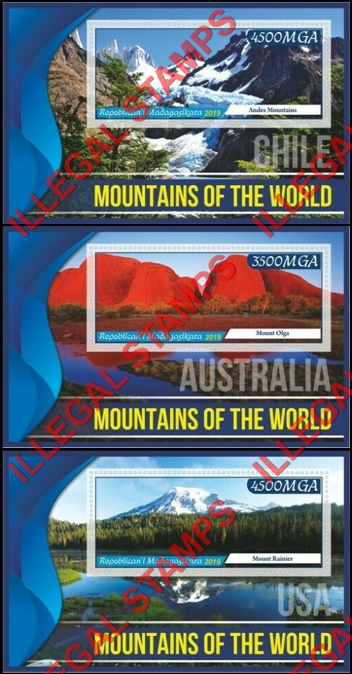 Madagascar 2019 Mountains Illegal Stamp Souvenir Sheets of 1 (Part 2)