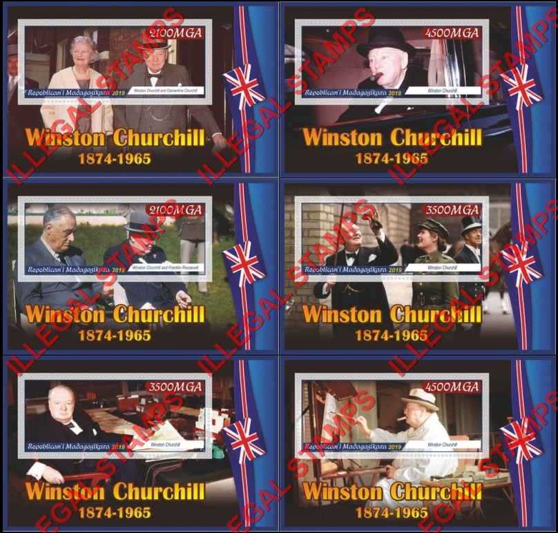 Madagascar 2019 Winston Churchill Illegal Stamp Souvenir Sheets of 1