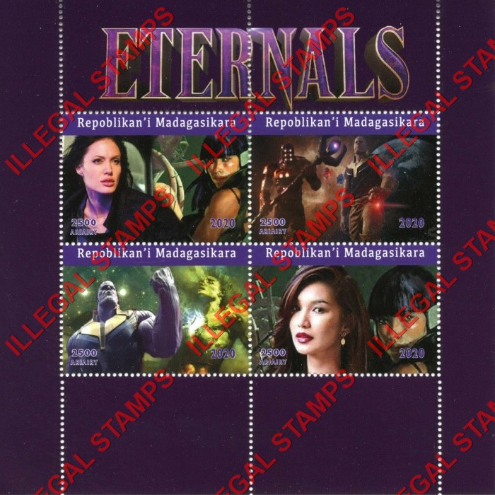 Madagascar 2020 Eternals Superheroes Illegal Stamp Souvenir Sheet of 4